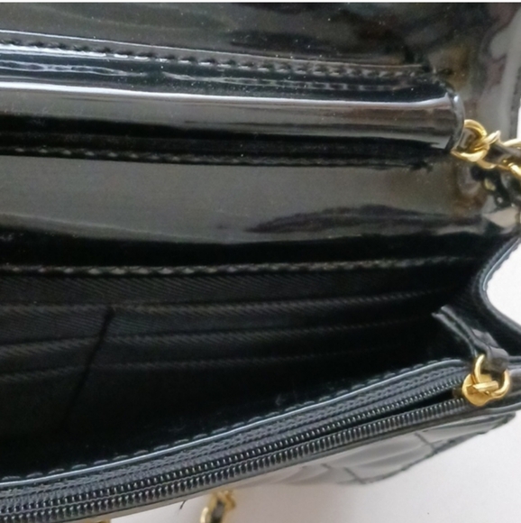 Fashion Design Like Chanel Black Patent Leather Quilted Crossbody Bag - Picture 15 of 16